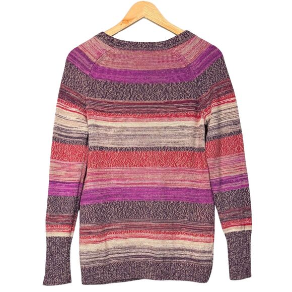 Eddie Bauer Sweater Womens Striped‎ Colorful Knit Fall Boho Pullover Cute Medium - Picture 2 of 7